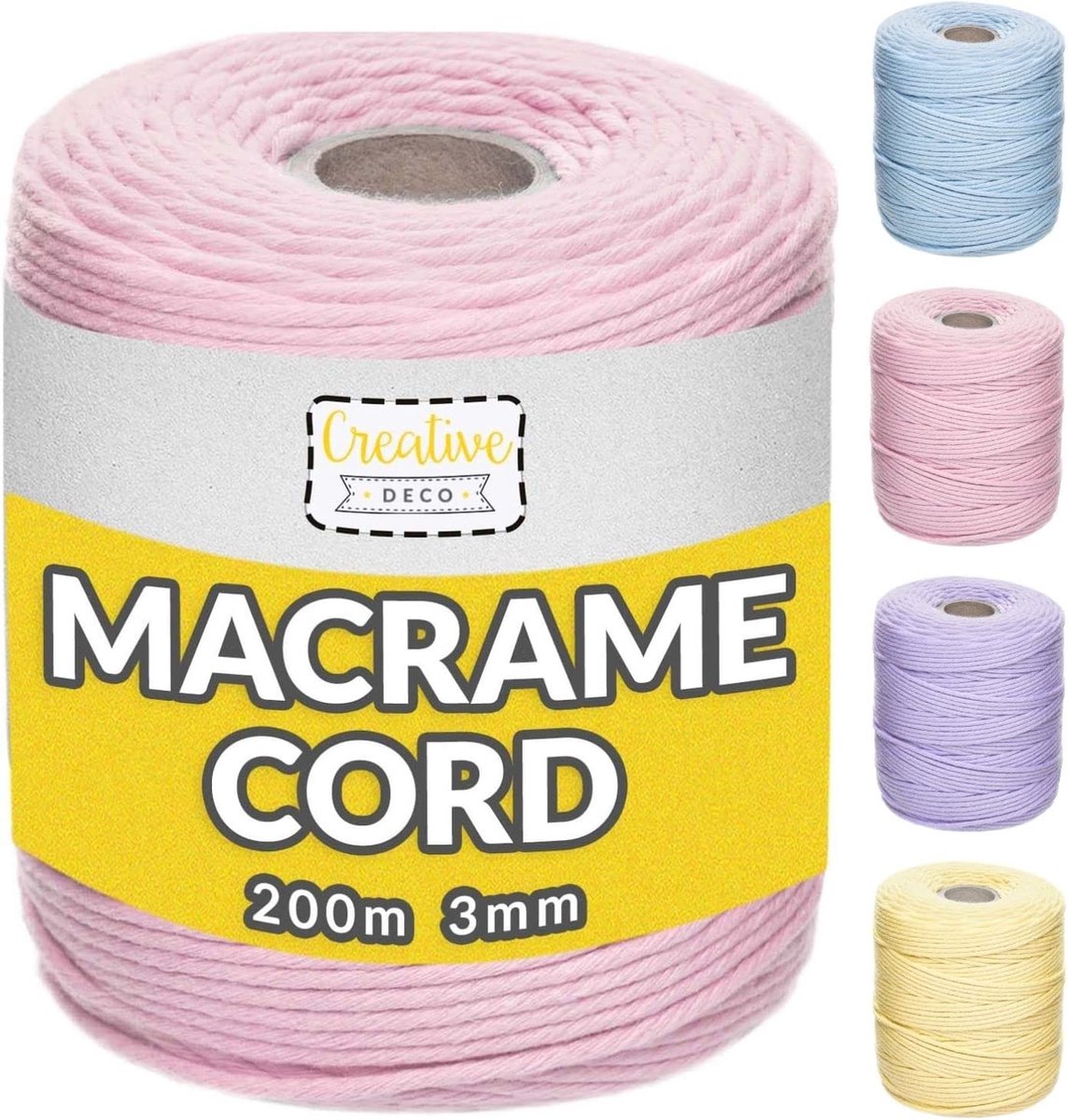   Macrame Koord Katoenen Koord | Roze Licht 200 m | 2-3 mm Dikte